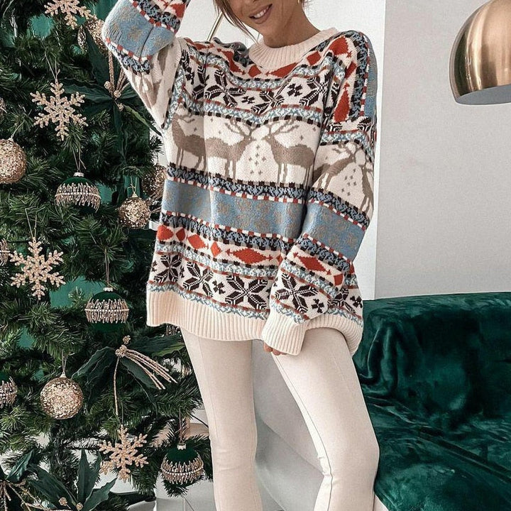 Carolin | Women's Christmas Jumper with Reindeer Pattern