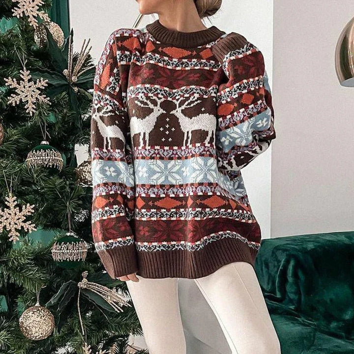 Carolin | Women's Christmas Jumper with Reindeer Pattern