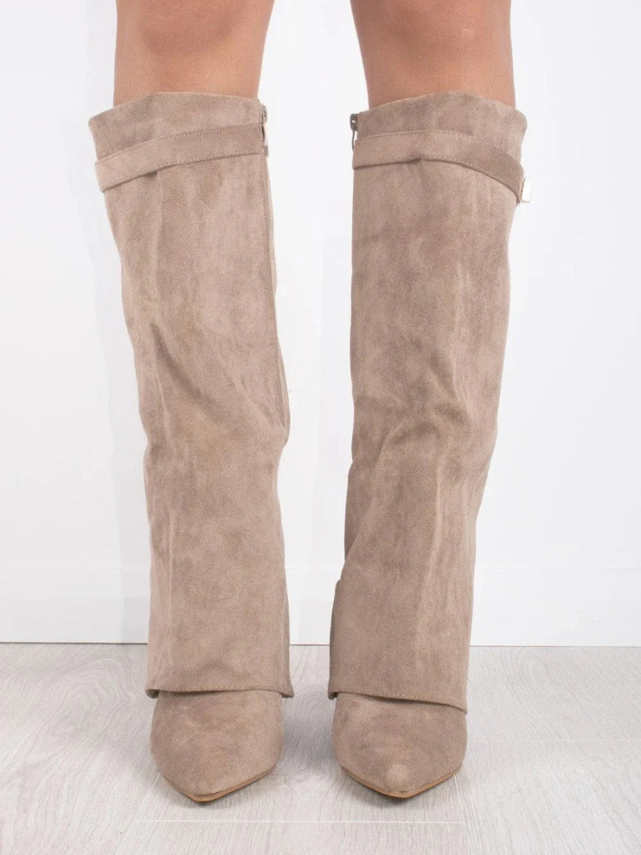 Ladies' Suede Boots with Gold Fastening