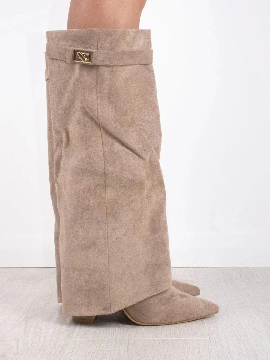 Ladies' Suede Boots with Gold Fastening