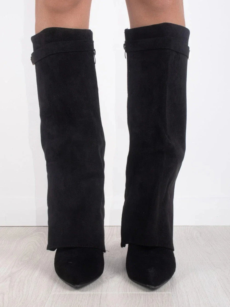 Ladies' Suede Boots with Gold Fastening