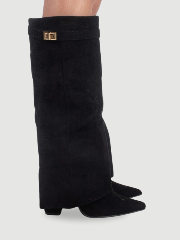 Ladies' Suede Boots with Gold Fastening