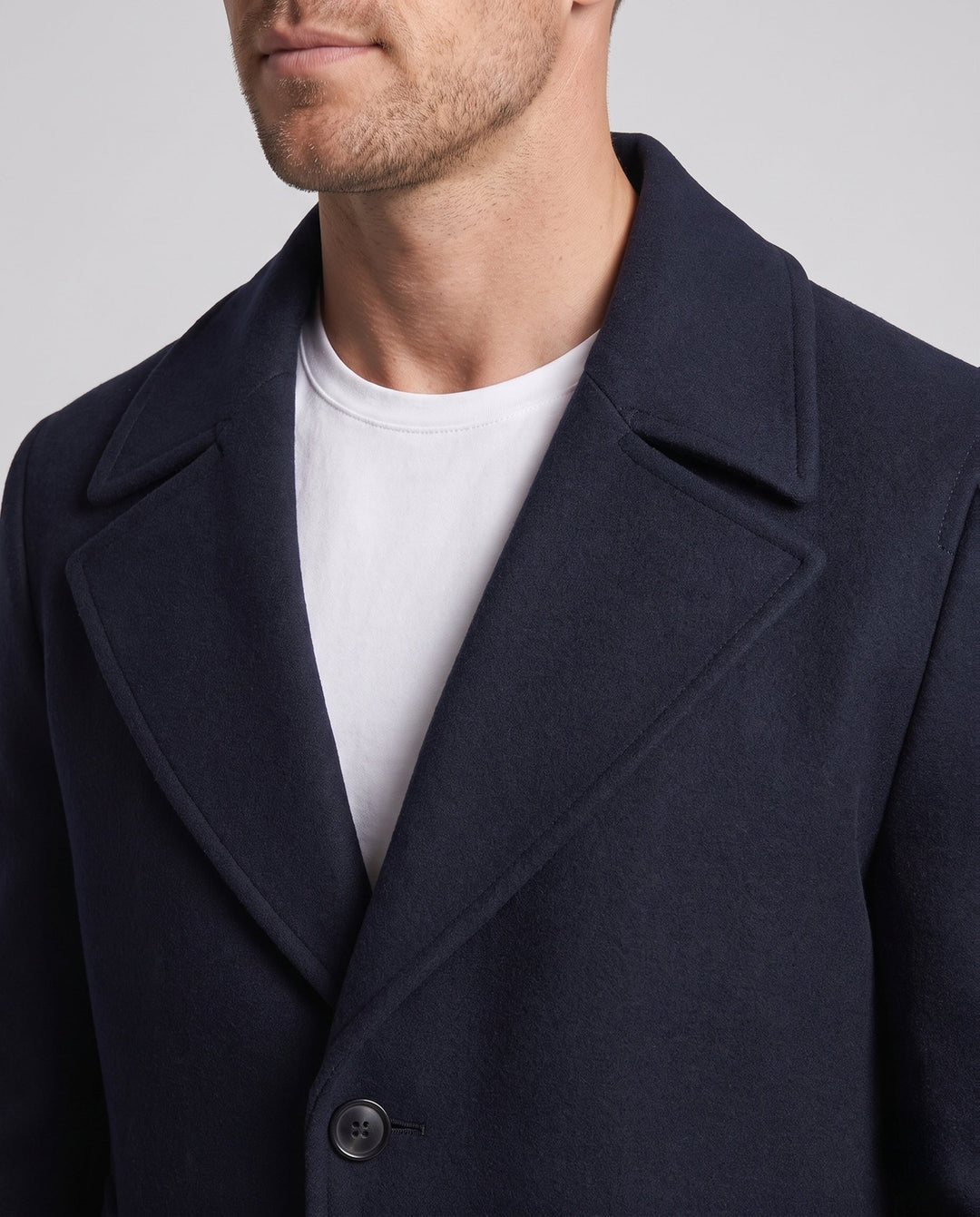 Men's Maxilength Wool Blend Long Coat with Narrow Lapels and Timeless Silhouette