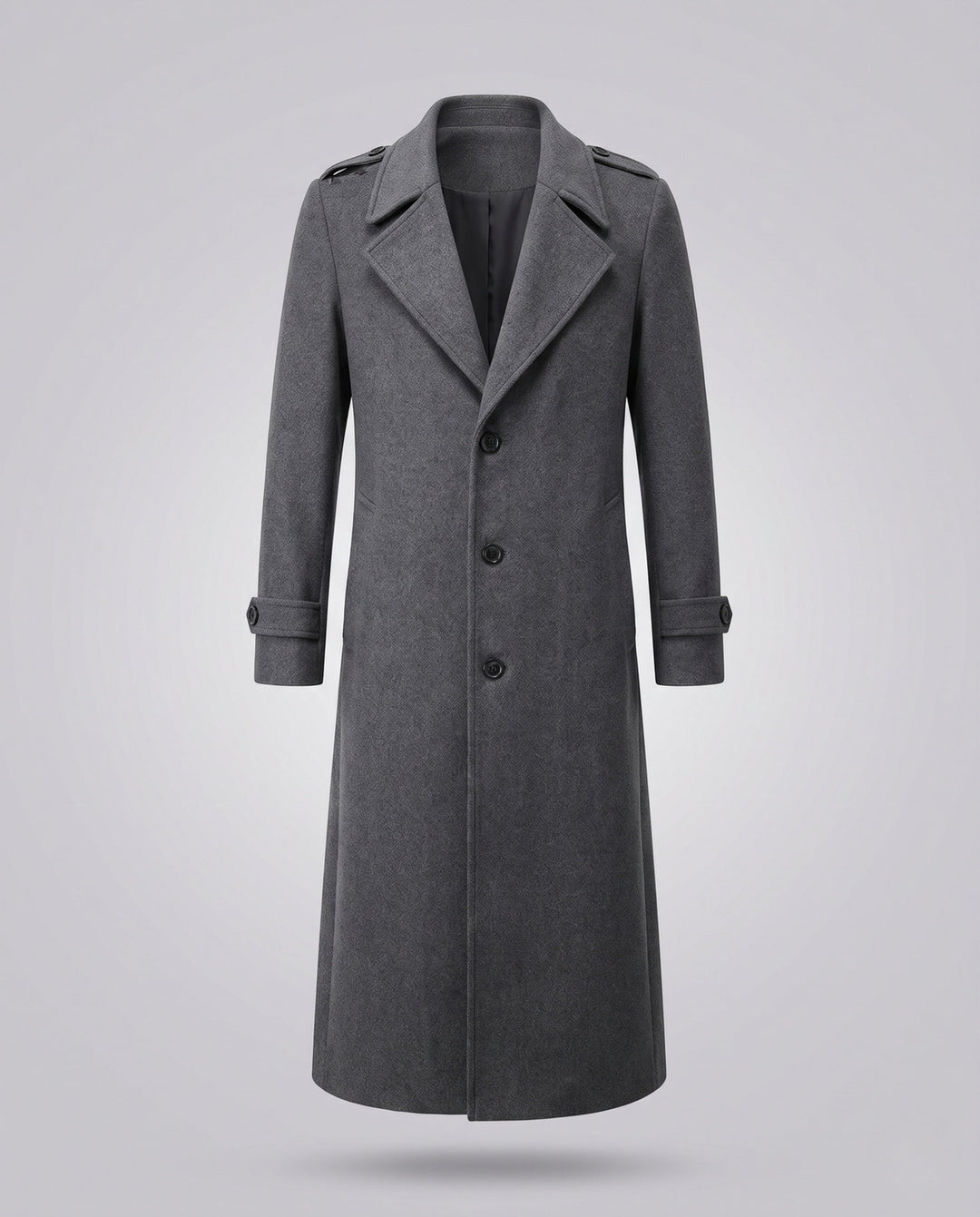 Men's Maxilength Wool Blend Long Coat with Narrow Lapels and Timeless Silhouette