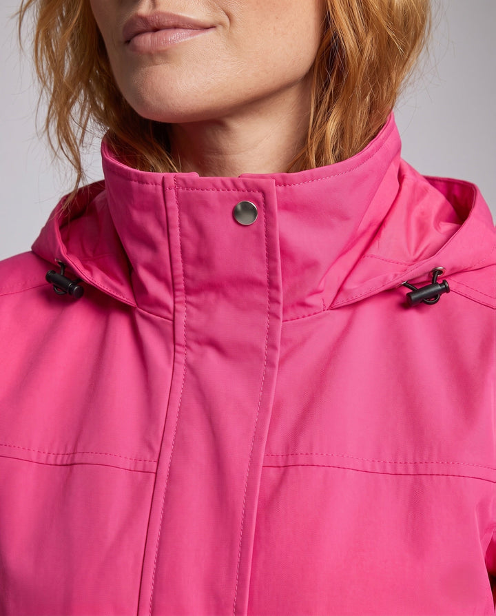 Ladies' Water-Repellent Parka with Hood, Waist Drawstring and Flap Pockets