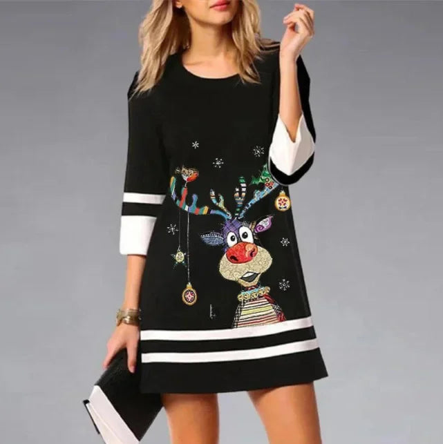 Jessica | Women's Christmas Dress with Reindeer Prinica