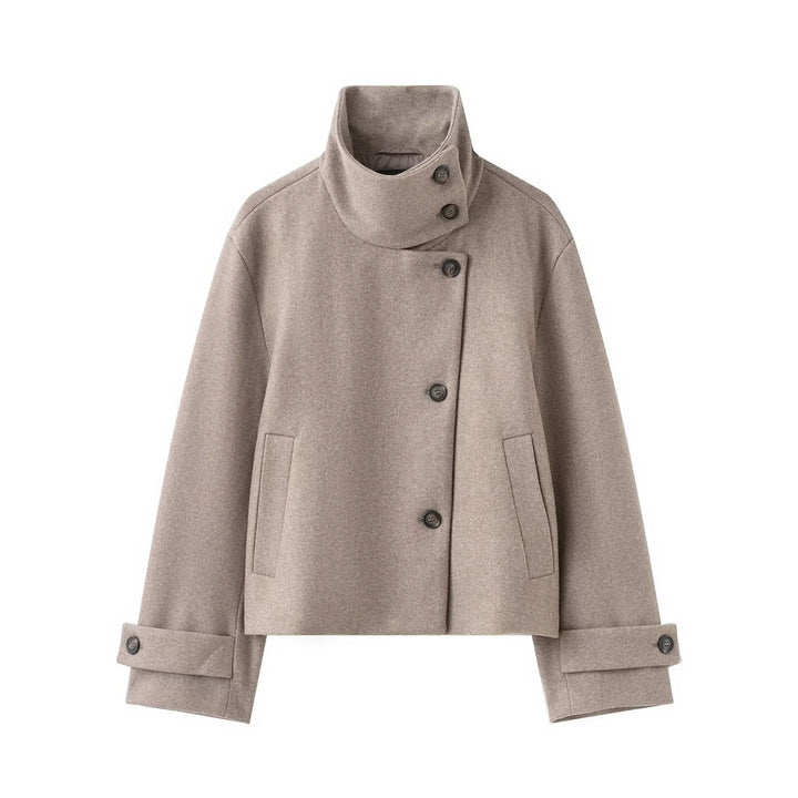 Sarah | Women's Vintage Stand Collar Wool Coat Short with Buttons