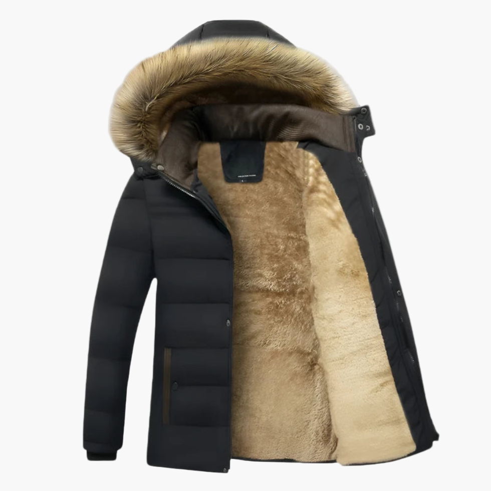 Brenda | Men's Robust Winter Jacket with Hood and Fur Lining