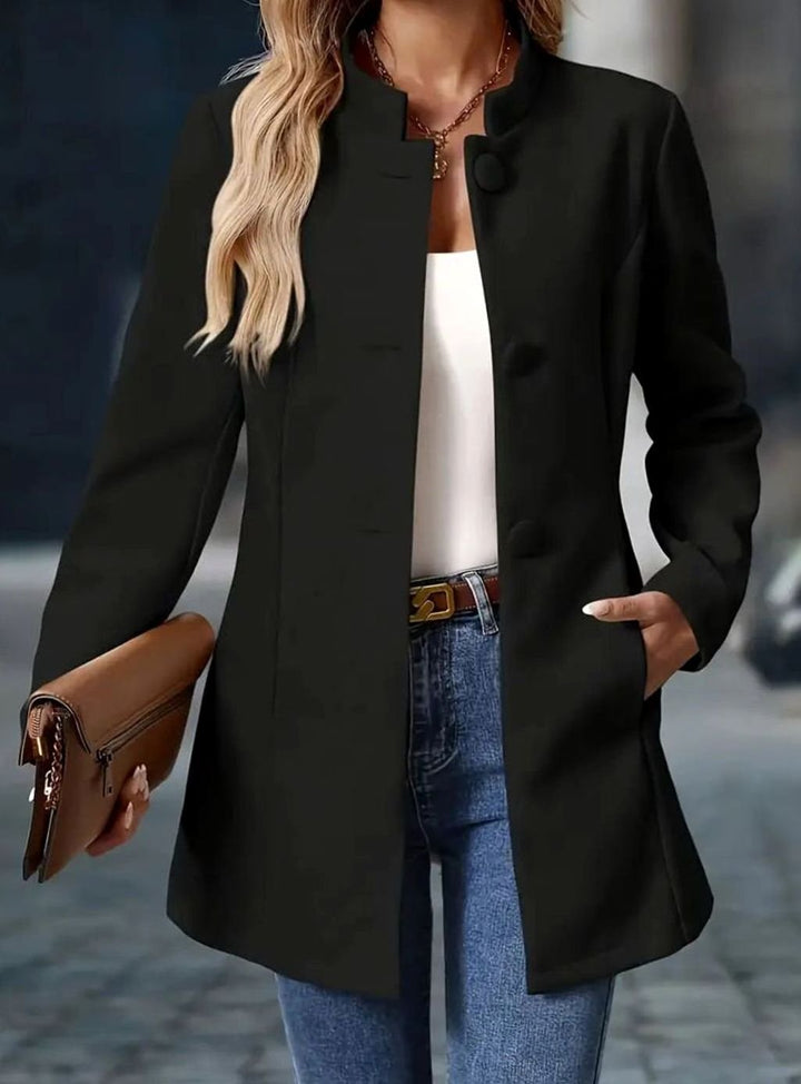 Winter Coat for Women | Elegant Stand Collar with Button Closure