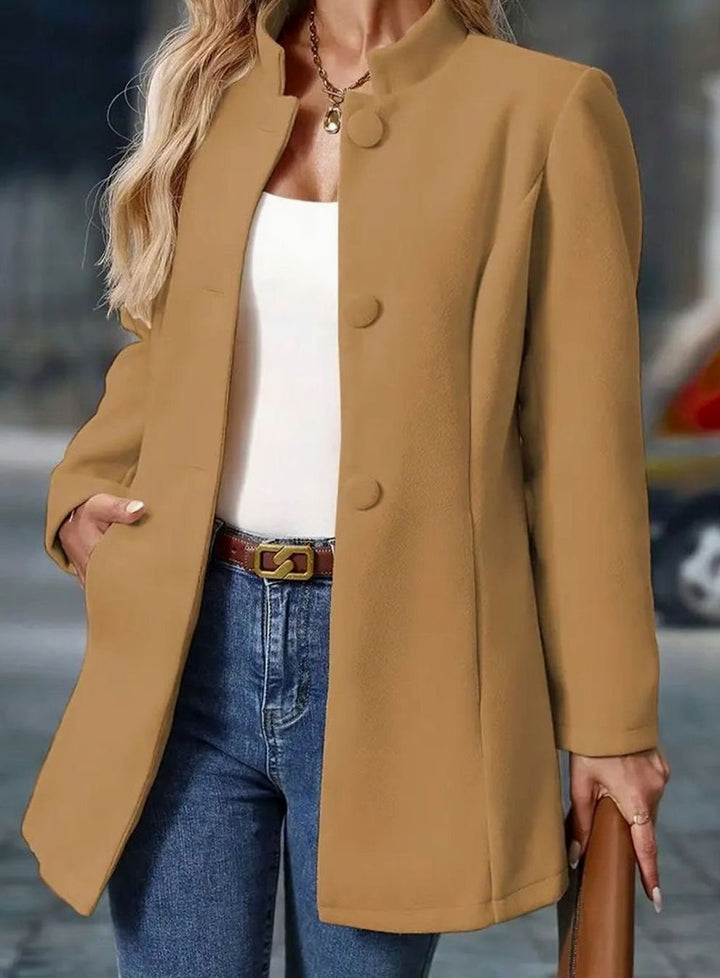 Winter Coat for Women | Elegant Stand Collar with Button Closure