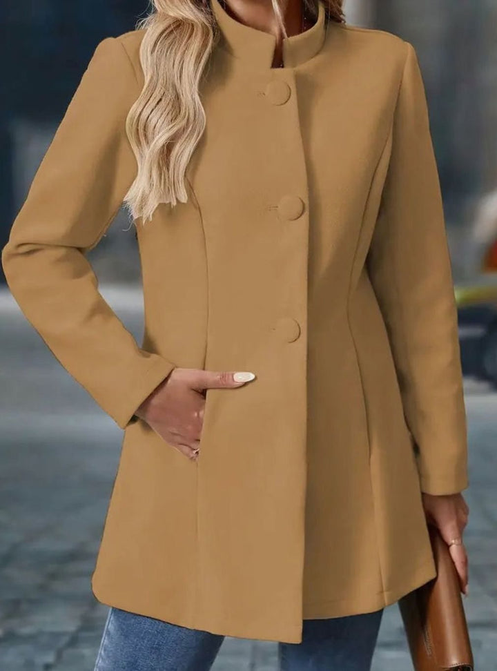 Winter Coat for Women | Elegant Stand Collar with Button Closure