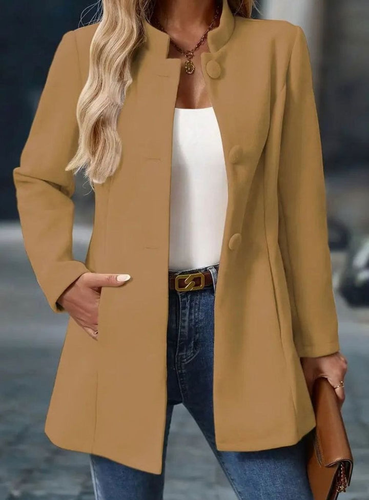 Winter Coat for Women | Elegant Stand Collar with Button Closure
