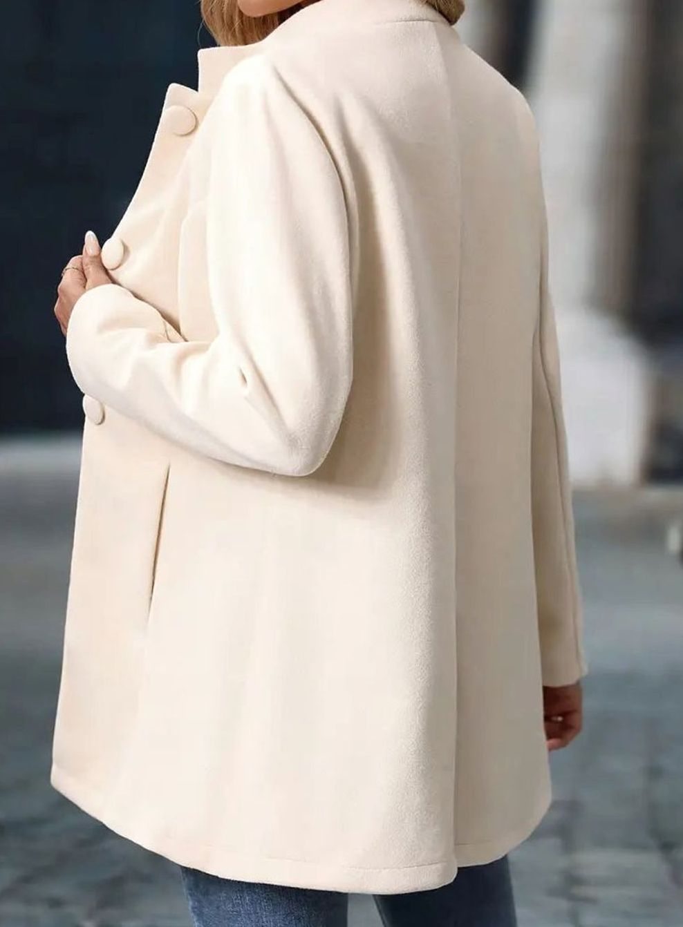 Winter Coat for Women | Elegant Stand Collar with Button Closure