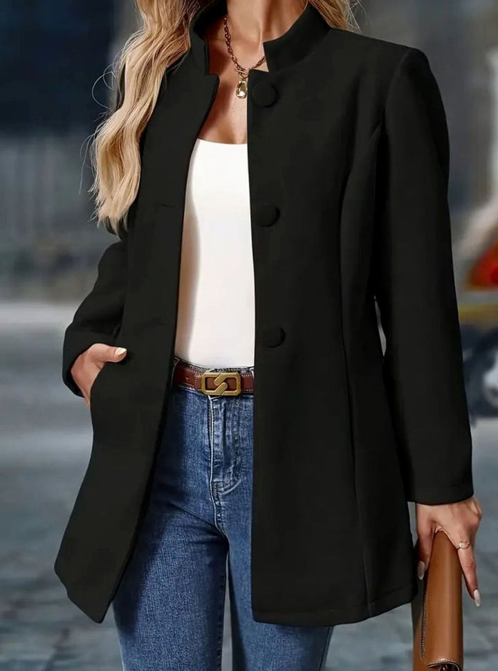 Winter Coat for Women | Elegant Stand Collar with Button Closure