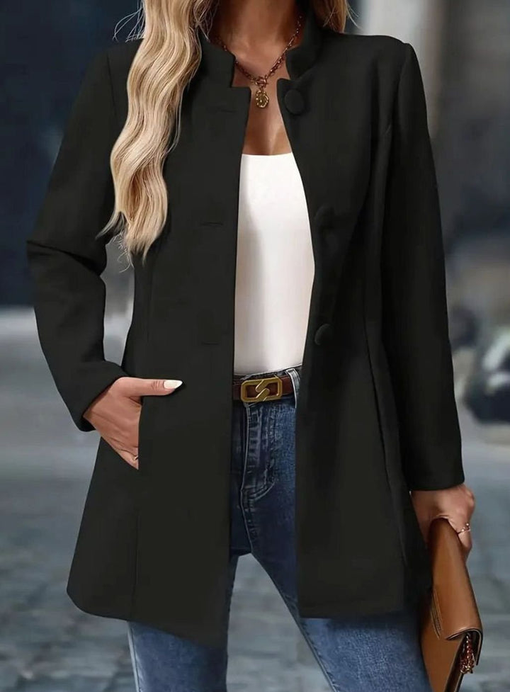 Winter Coat for Women | Elegant Stand Collar with Button Closure