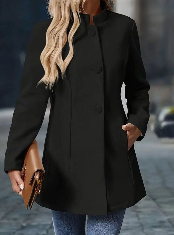 Winter Coat for Women | Elegant Stand Collar with Button Closure