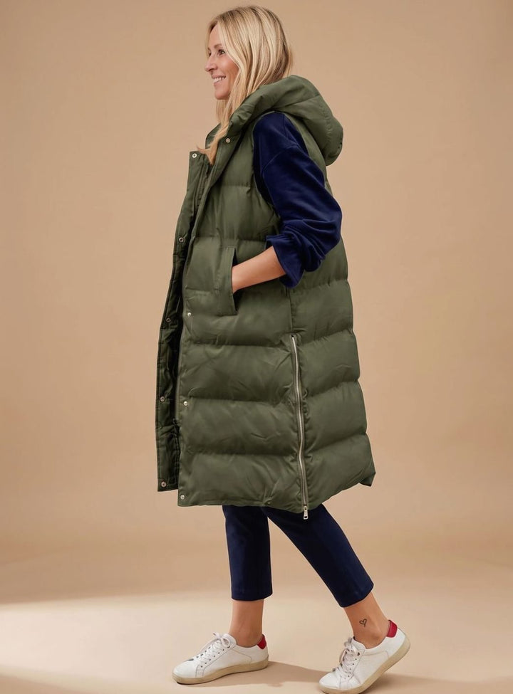 Eva | Women's Bodywarmer Long Quilted Hooded Gilet