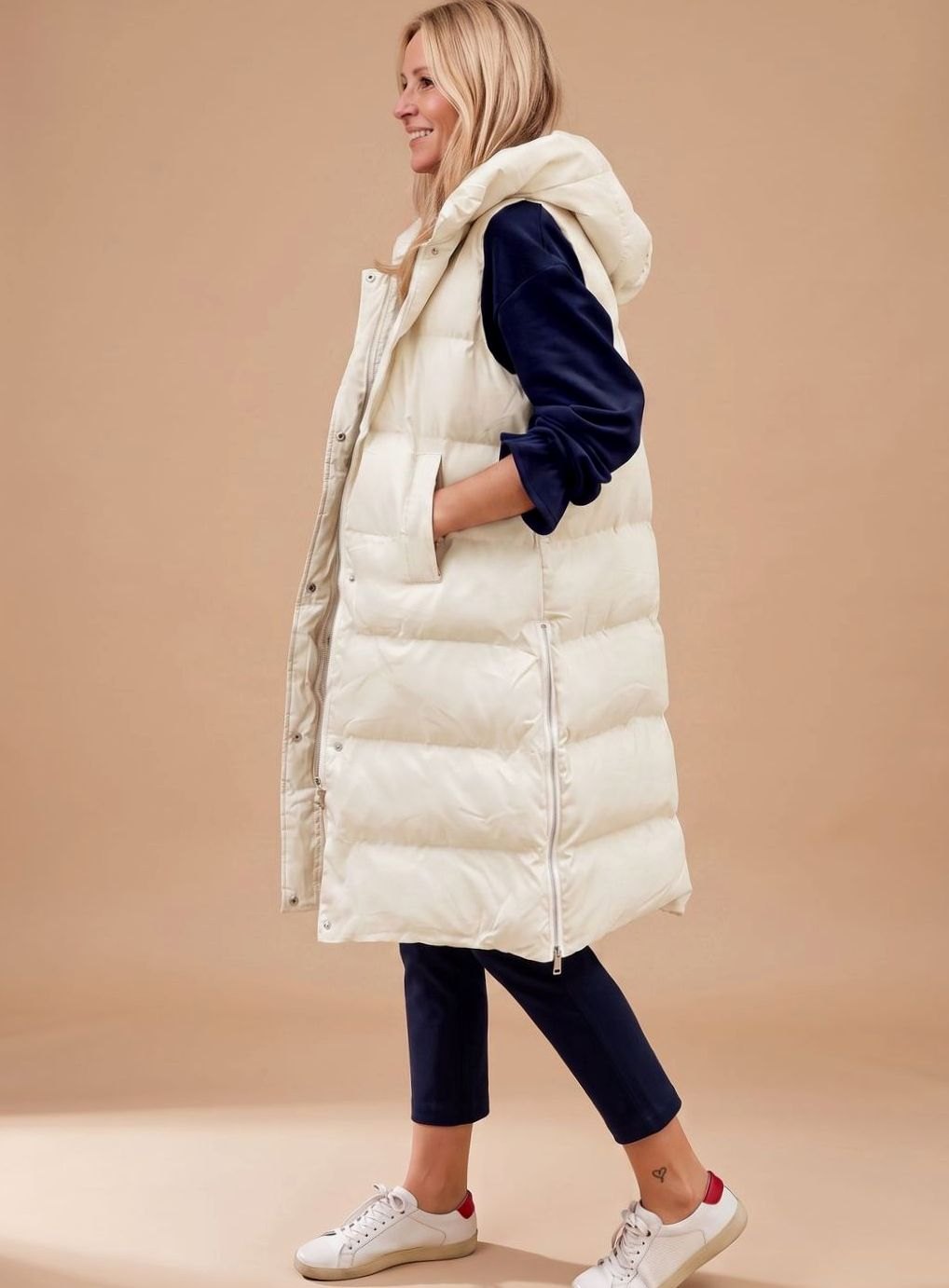 Eva | Women's Bodywarmer Long Quilted Hooded Gilet
