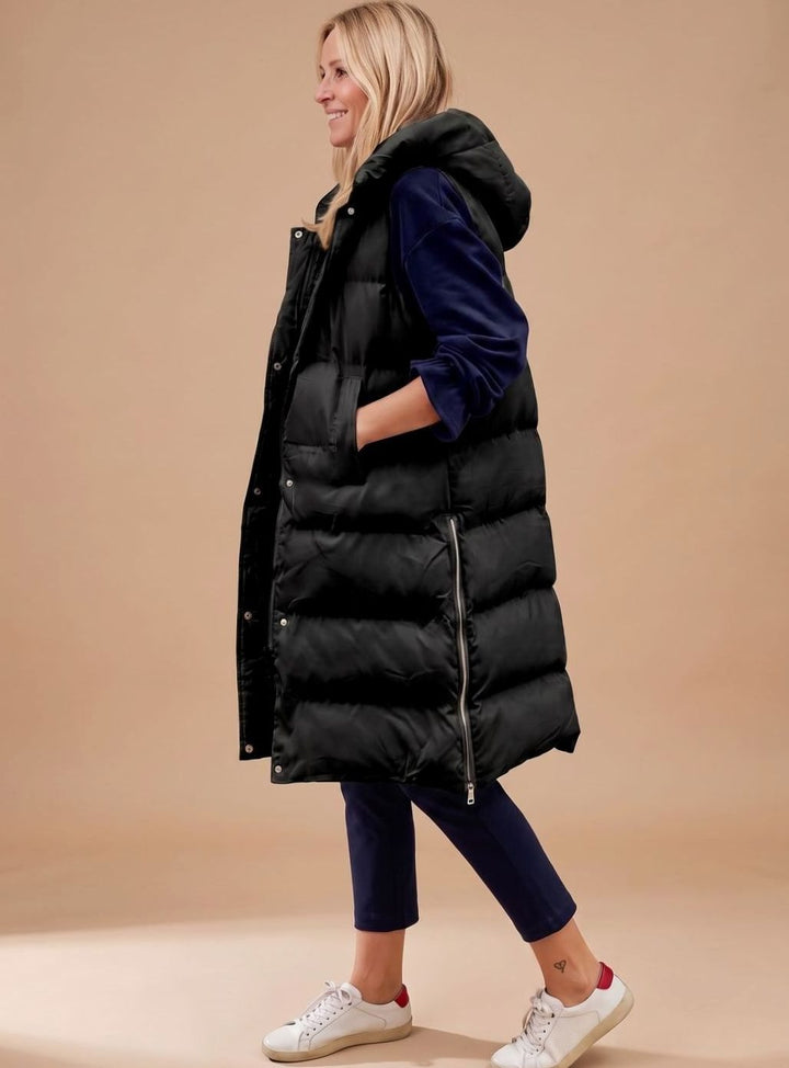 Eva | Women's Bodywarmer Long Quilted Hooded Gilet