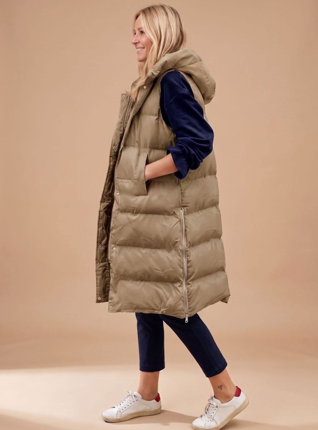 Eva | Women's Bodywarmer Long Quilted Hooded Gilet