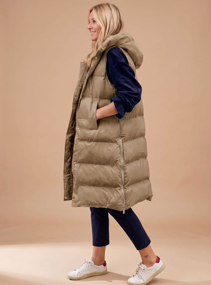 Eva | Women's Bodywarmer Long Quilted Hooded Gilet