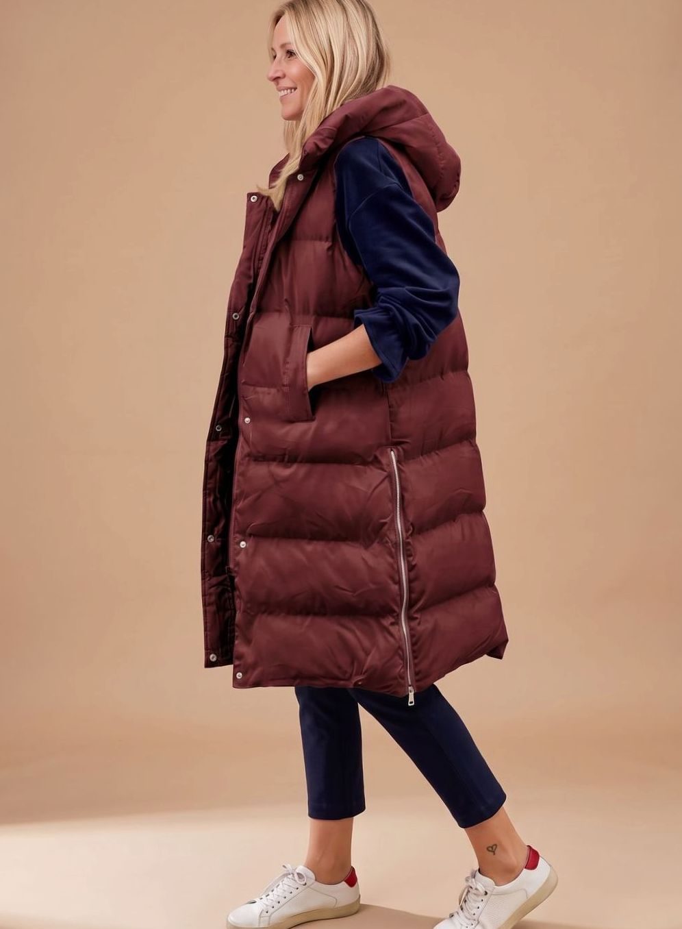 Eva | Women's Bodywarmer Long Quilted Hooded Gilet