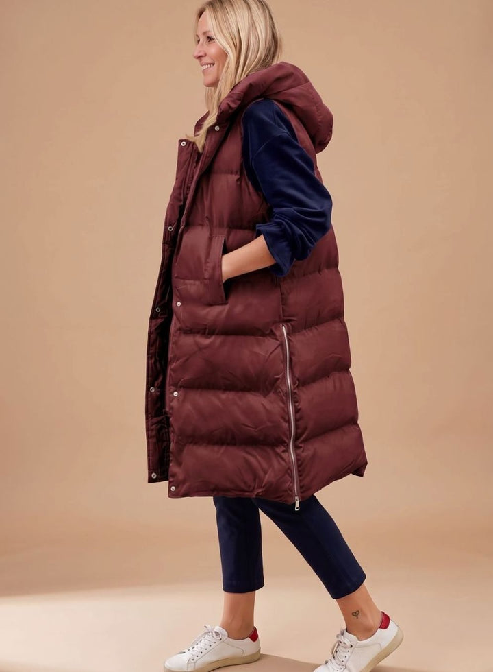 Eva | Women's Bodywarmer Long Quilted Hooded Gilet