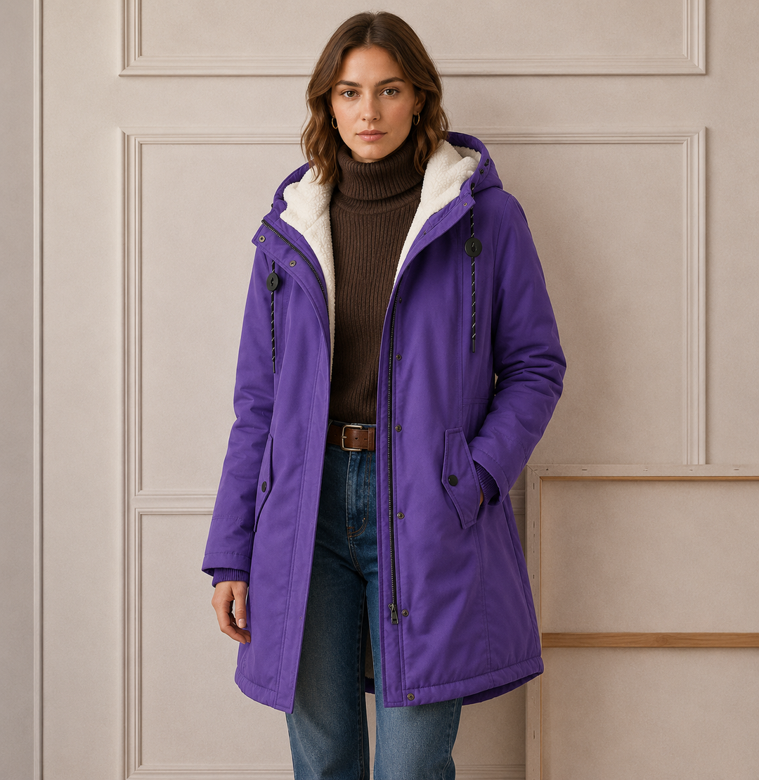 Calvindra | Women's Fleece-Lined Hooded Winter Coat