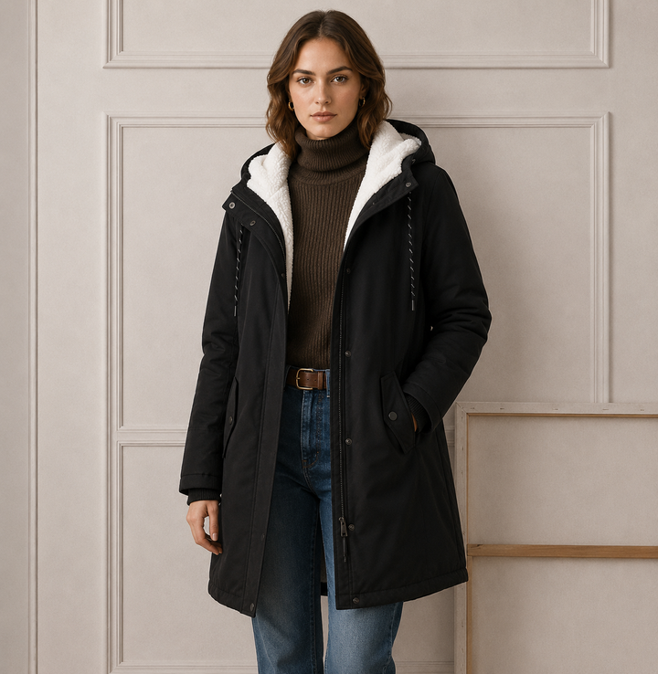 Calvindra | Women's Fleece-Lined Hooded Winter Coat