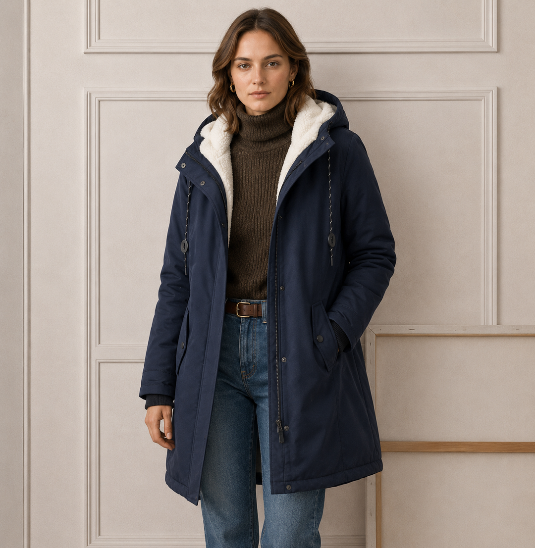 Calvindra | Women's Fleece-Lined Hooded Winter Coat
