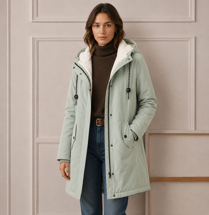 Calvindra | Women's Fleece-Lined Hooded Winter Coat