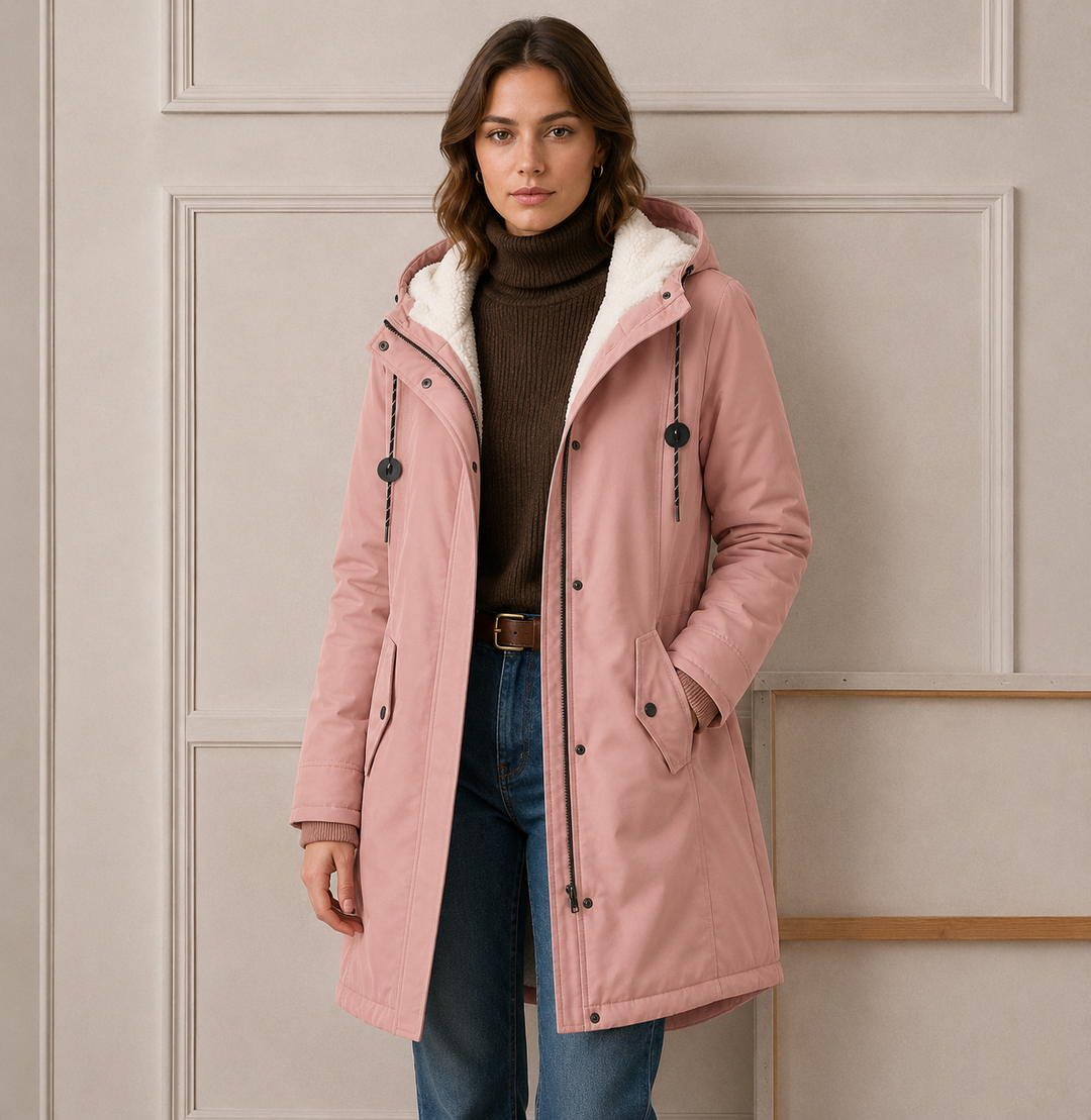 Calvindra | Women's Fleece-Lined Hooded Winter Coat