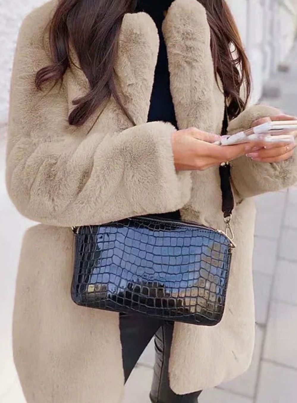 Olivia Women's Faux Fur Coat Long Teddy Jacket Open Front