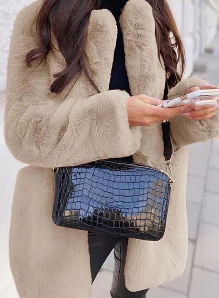 Olivia Women's Faux Fur Coat Long Teddy Jacket Open Front