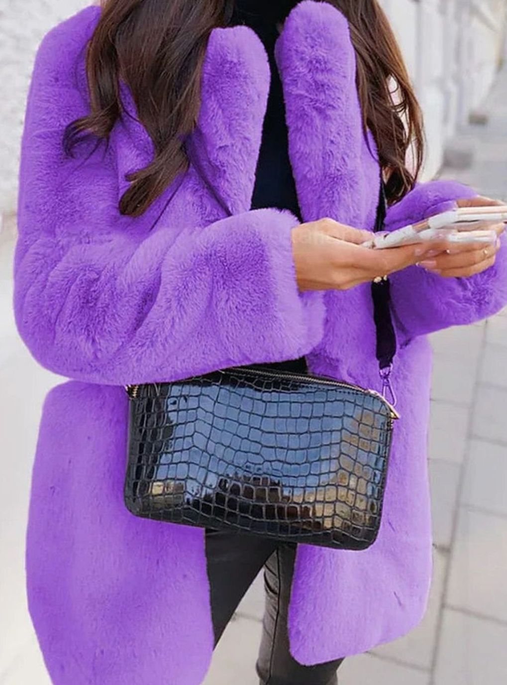 Olivia Women's Faux Fur Coat Long Teddy Jacket Open Front