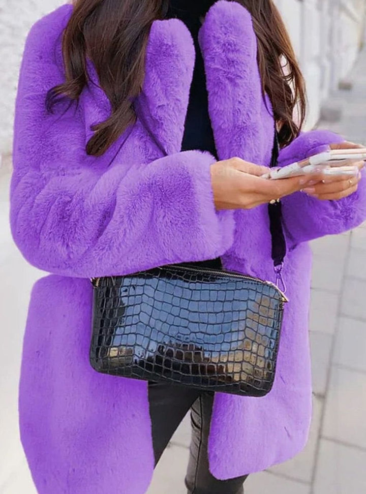 Olivia Women's Faux Fur Coat Long Teddy Jacket Open Front
