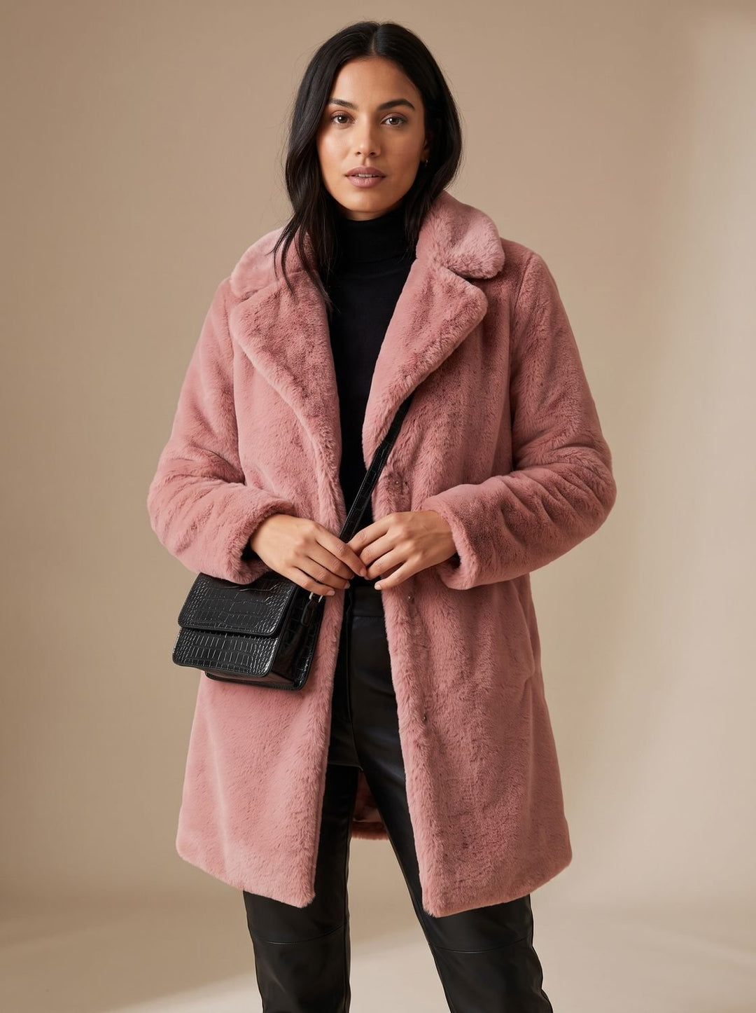 Olivia Women's Faux Fur Coat Long Teddy Jacket Open Front