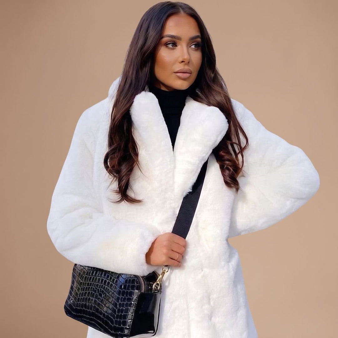 Olivia Women's Faux Fur Coat Long Teddy Jacket Open Front