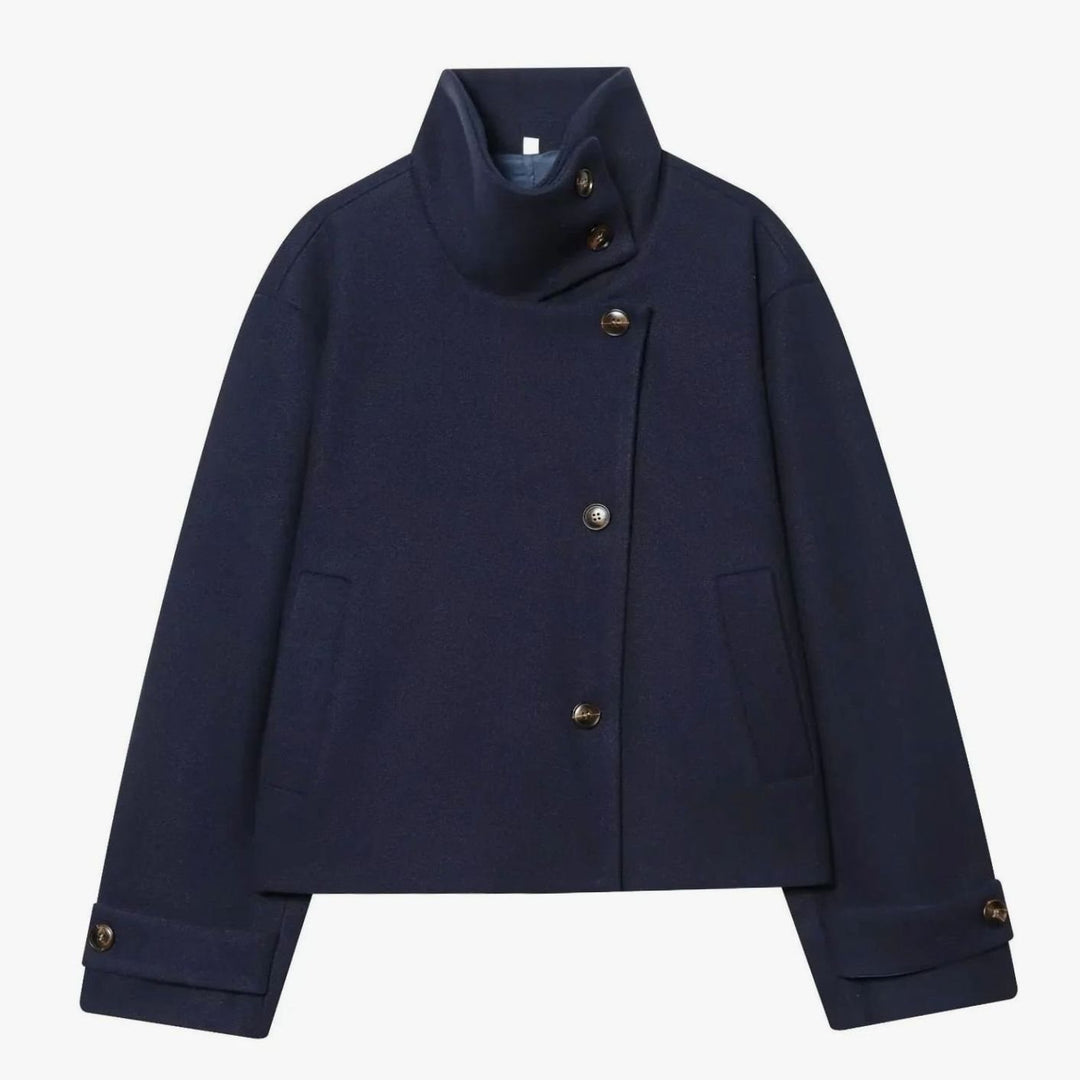 Sarah | Women's Vintage Stand Collar Wool Coat Short with Buttons