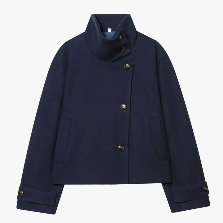 Sarah | Women's Vintage Stand Collar Wool Coat Short with Buttons