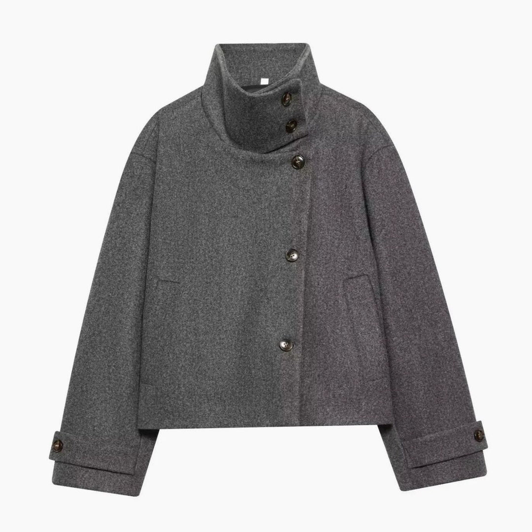 Sarah | Women's Vintage Stand Collar Wool Coat Short with Buttons