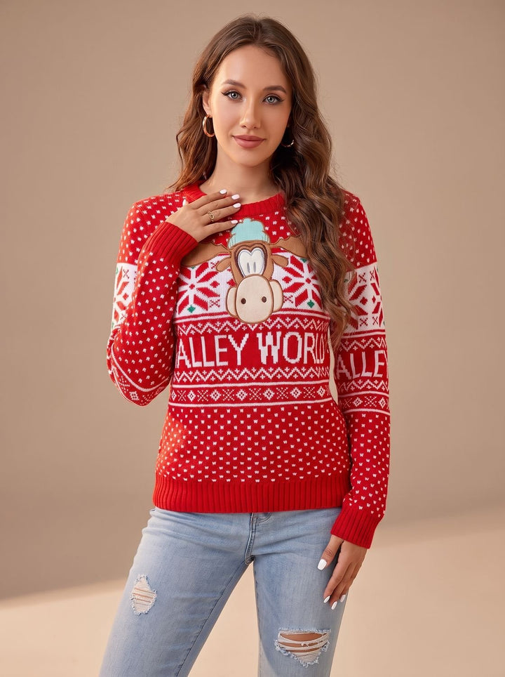 Charlotte | Women's Long Sleeve Christmas Jumper with Reindeer Knit Design