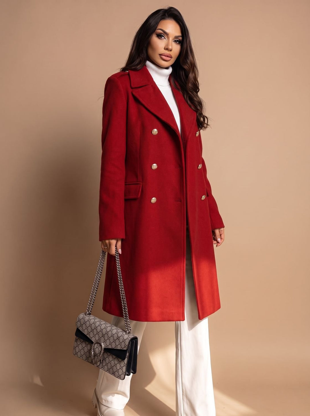 Zulima | Women's Tailored Double-Breasted Wool Coat Long Winter Coat