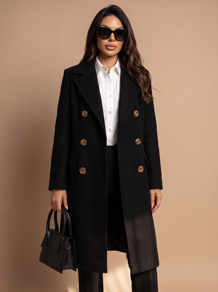 Zulima | Women's Tailored Double-Breasted Wool Coat Long Winter Coat