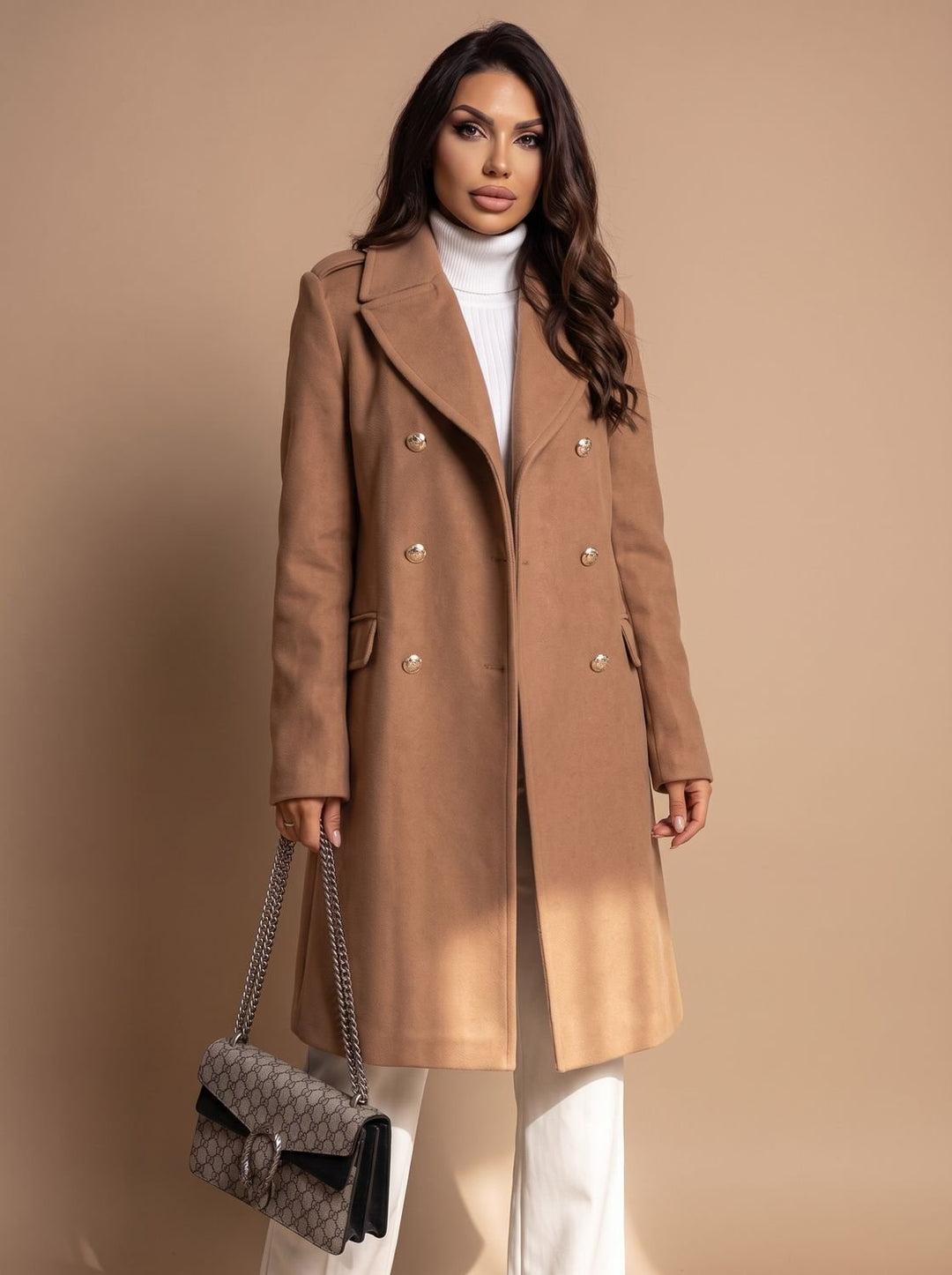Zulima | Women's Tailored Double-Breasted Wool Coat Long Winter Coat
