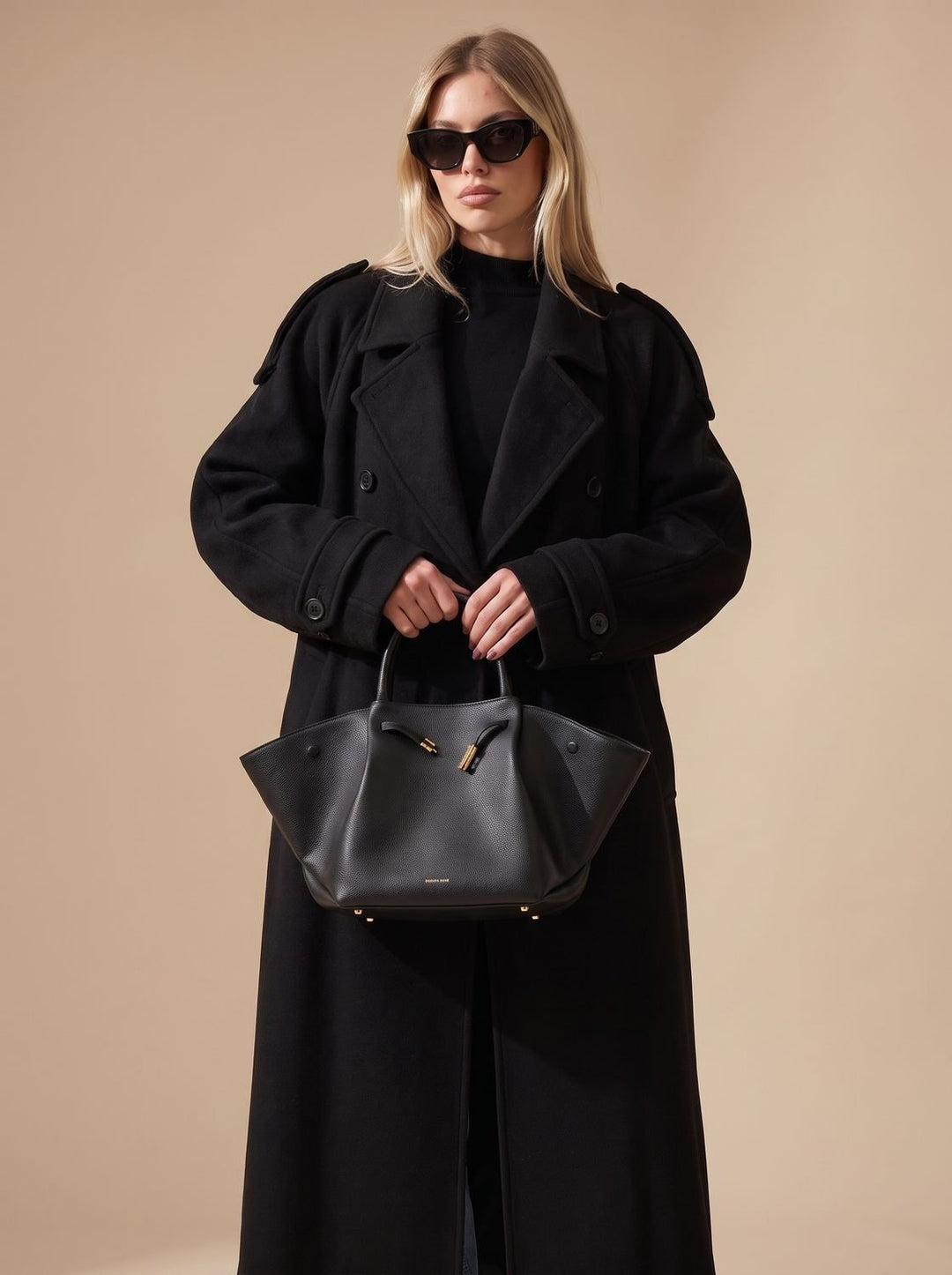 Nataly | Women's Wool Coat Double-Breasted Belted Trench Coat with Notched Collar