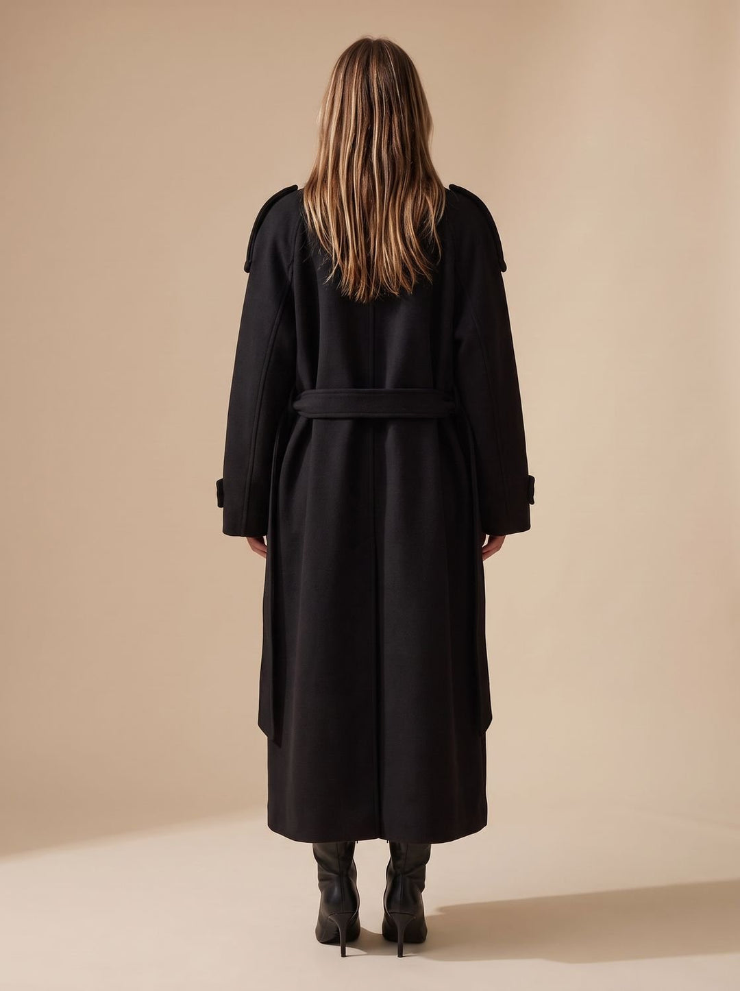 Nataly | Women's Wool Coat Double-Breasted Belted Trench Coat with Notched Collar