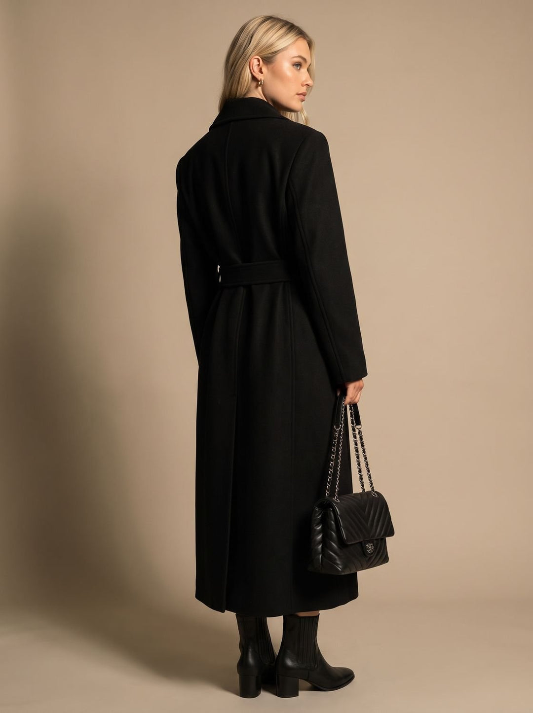 Nataly | Women's Wool Coat Double-Breasted Belted Trench Coat with Notched Collar