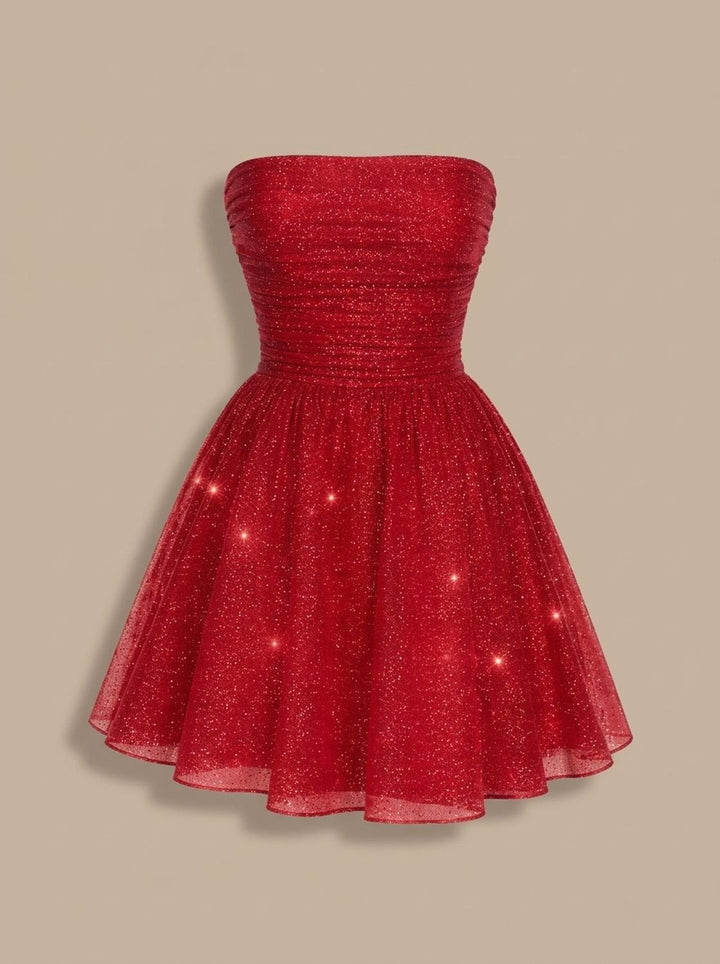 Emily | Women's Strapless Corset Sequin Mini Dress with Glitter