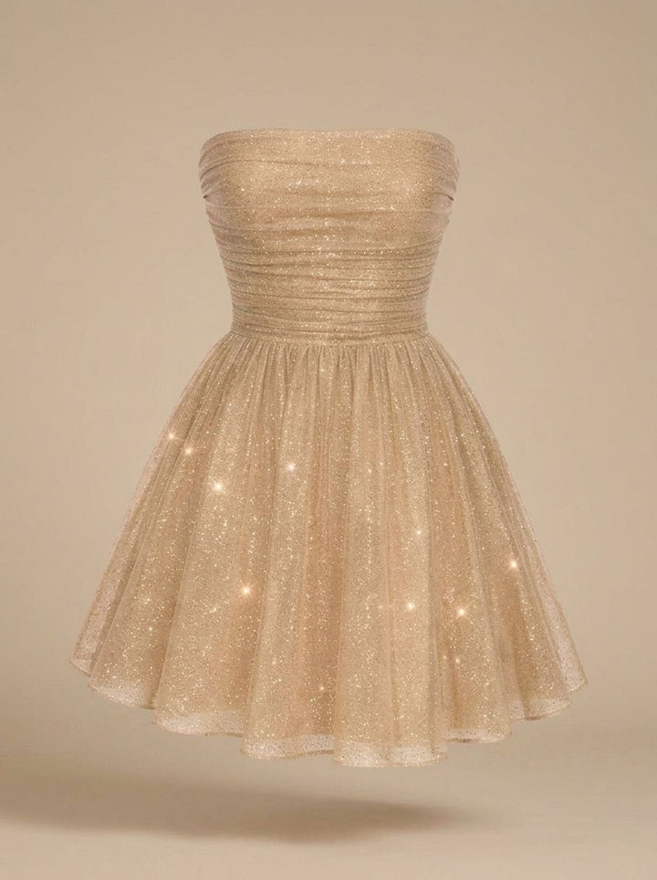 Emily | Women's Strapless Corset Sequin Mini Dress with Glitter